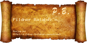 Pildner Balabán névjegykártya